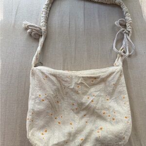 Cream and Orange Floral Women's Bag
